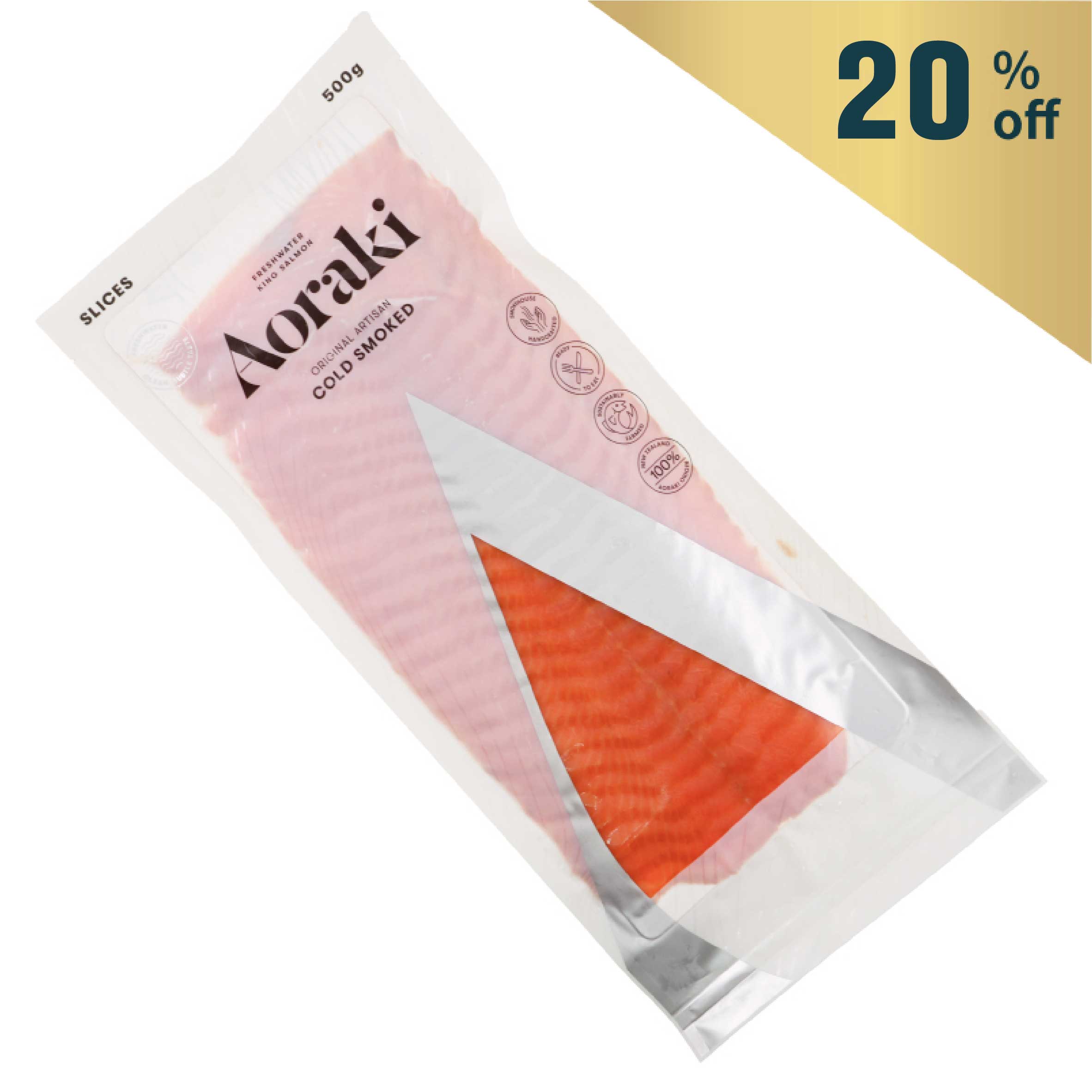 Frozen NZ Aoraki Cold Smoked Salmon Sliced 500g*
