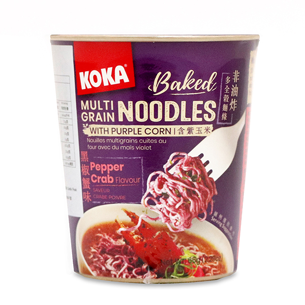 KOKA Baked Multigrain Noodles with Purple Corn - Pepper Crab Flavour Cup Noodles 65g - Singapore*