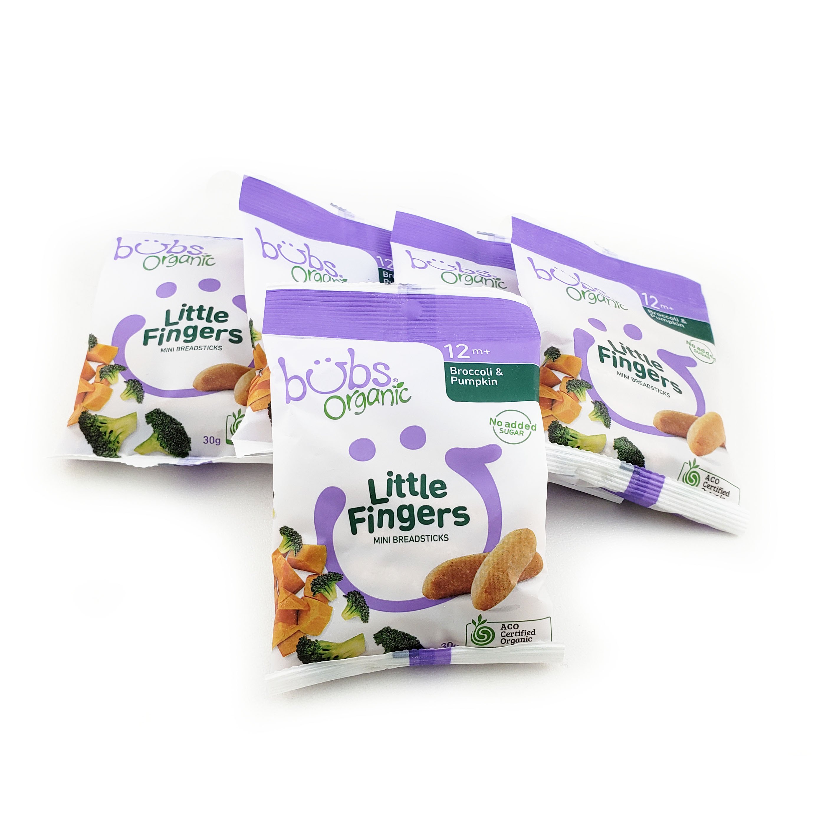 Bubs Organic Little Fingers Mini Breadsticks - Broccoli & Pumpkin 12+Months 5pieces - AUS*