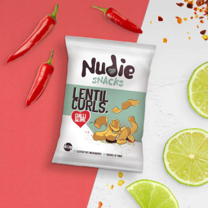 UK NUDIE SNACKS Lentil Curl Chilli & Lime 20g*