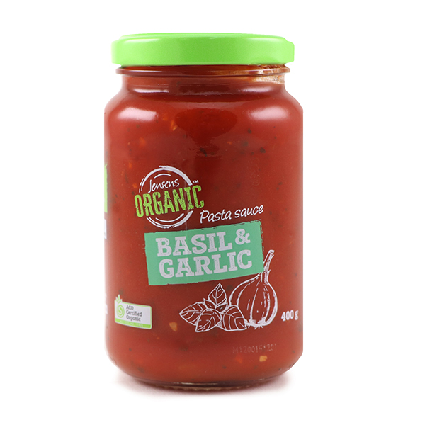 Jensens Organic Basil & Garlic Pasta Sauce 400g - Aus*