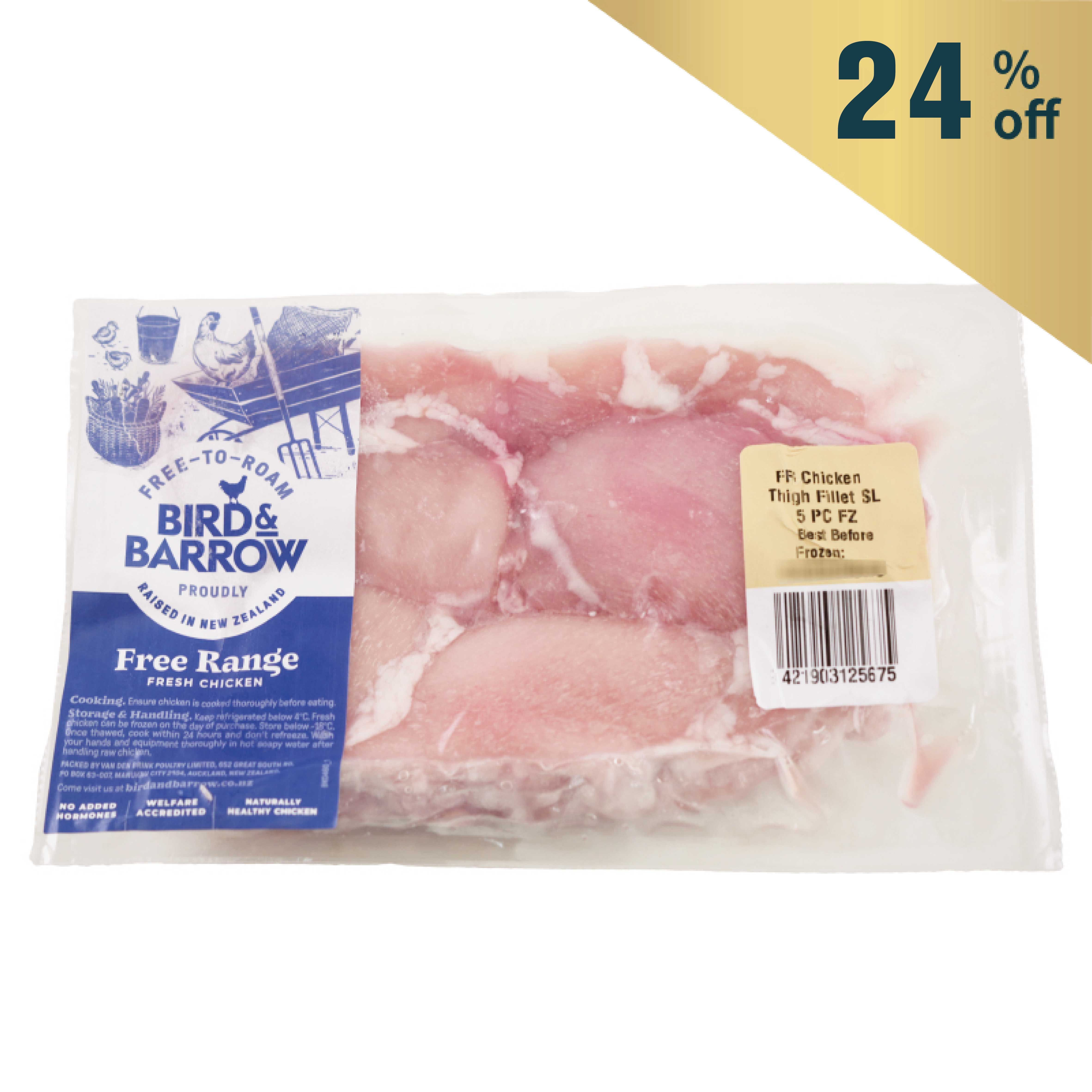Frozen NZ Bird and Barrow Free Range Chicken Thigh 400g*
