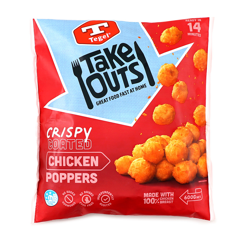 Frozen NZ Tegel Take Outs Crispy Coated Chicken Poppers 600g*