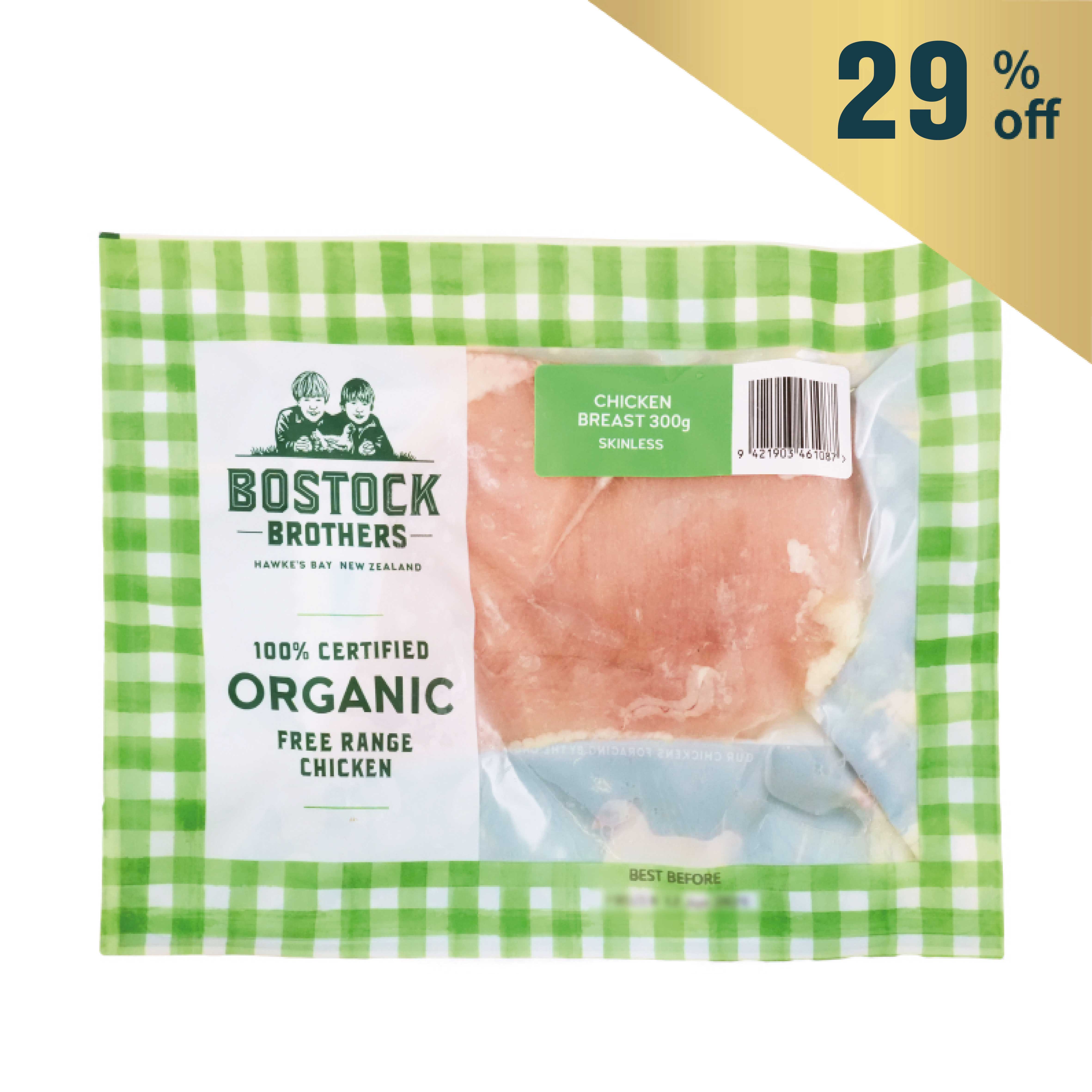 Frozen NZ Bostock Brothers Organic Chicken Breasts 300g*