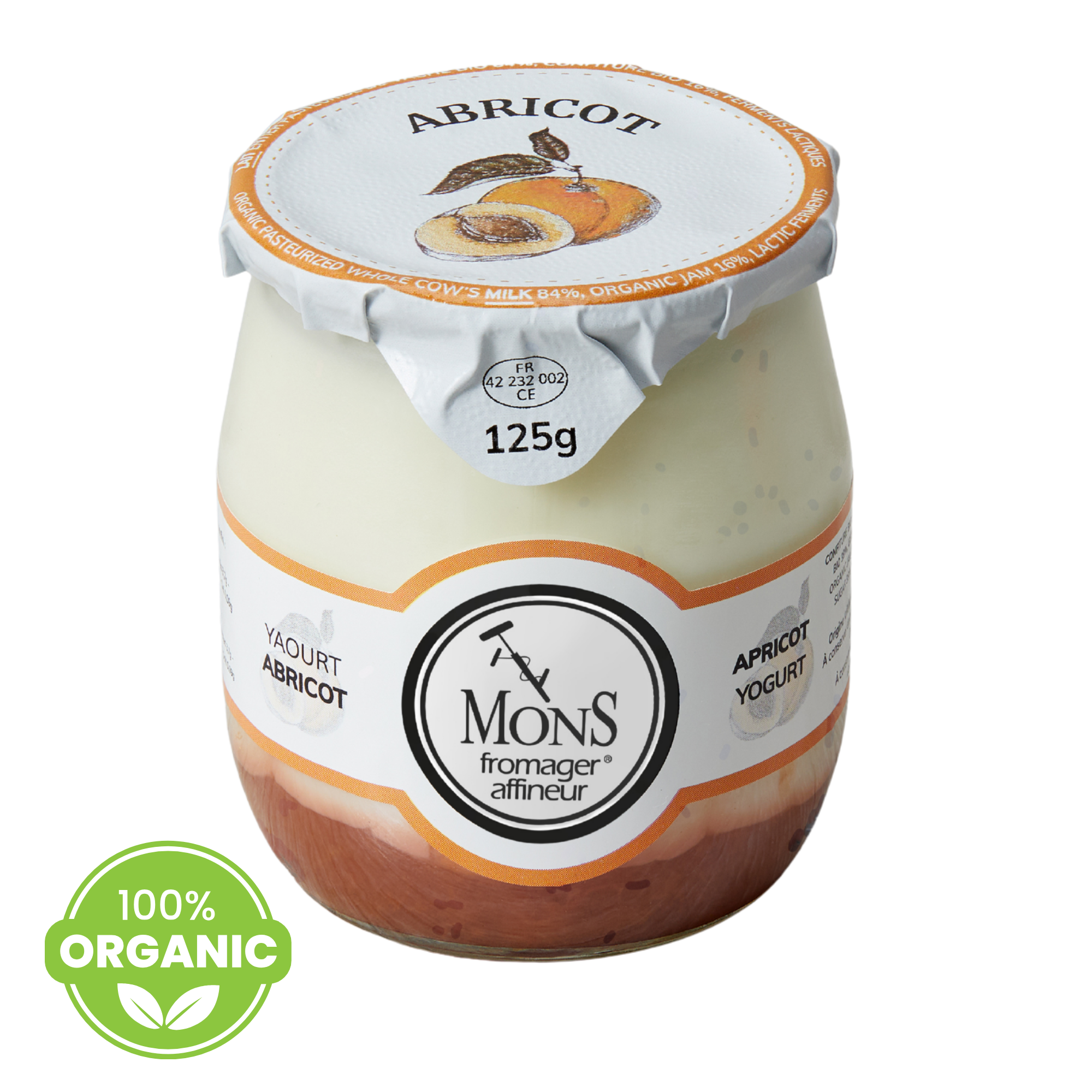 France Mons Organic Apricot Yogurt 125g