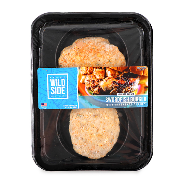 Frozen Wild Side Gourmet Burger Swordfish with Blackened Shrimp (2 burgers per tray) 226g - HK*