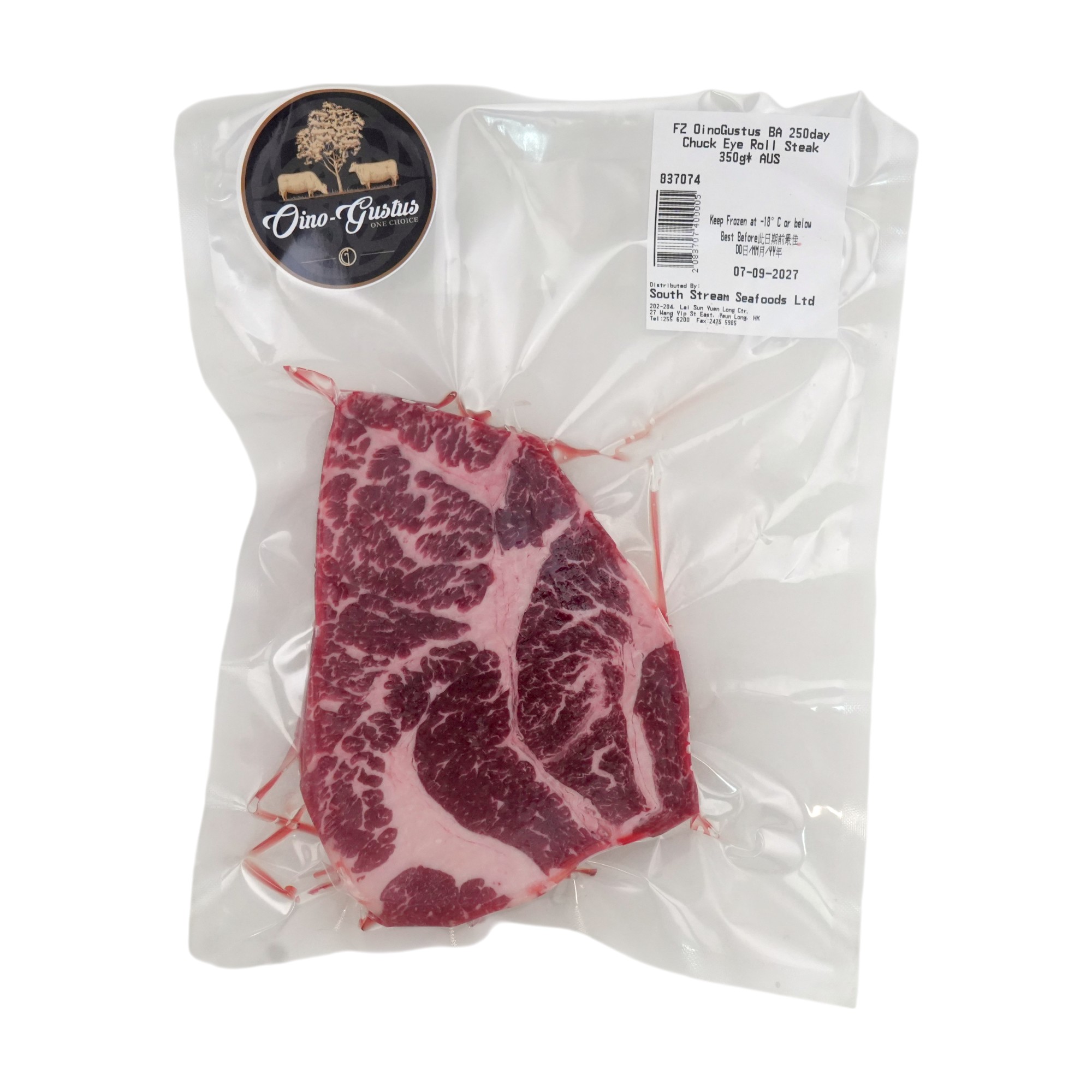 Frozen Aus Oino Gustus Black Angus 250days Chuck Eye Roll Steak 350g*