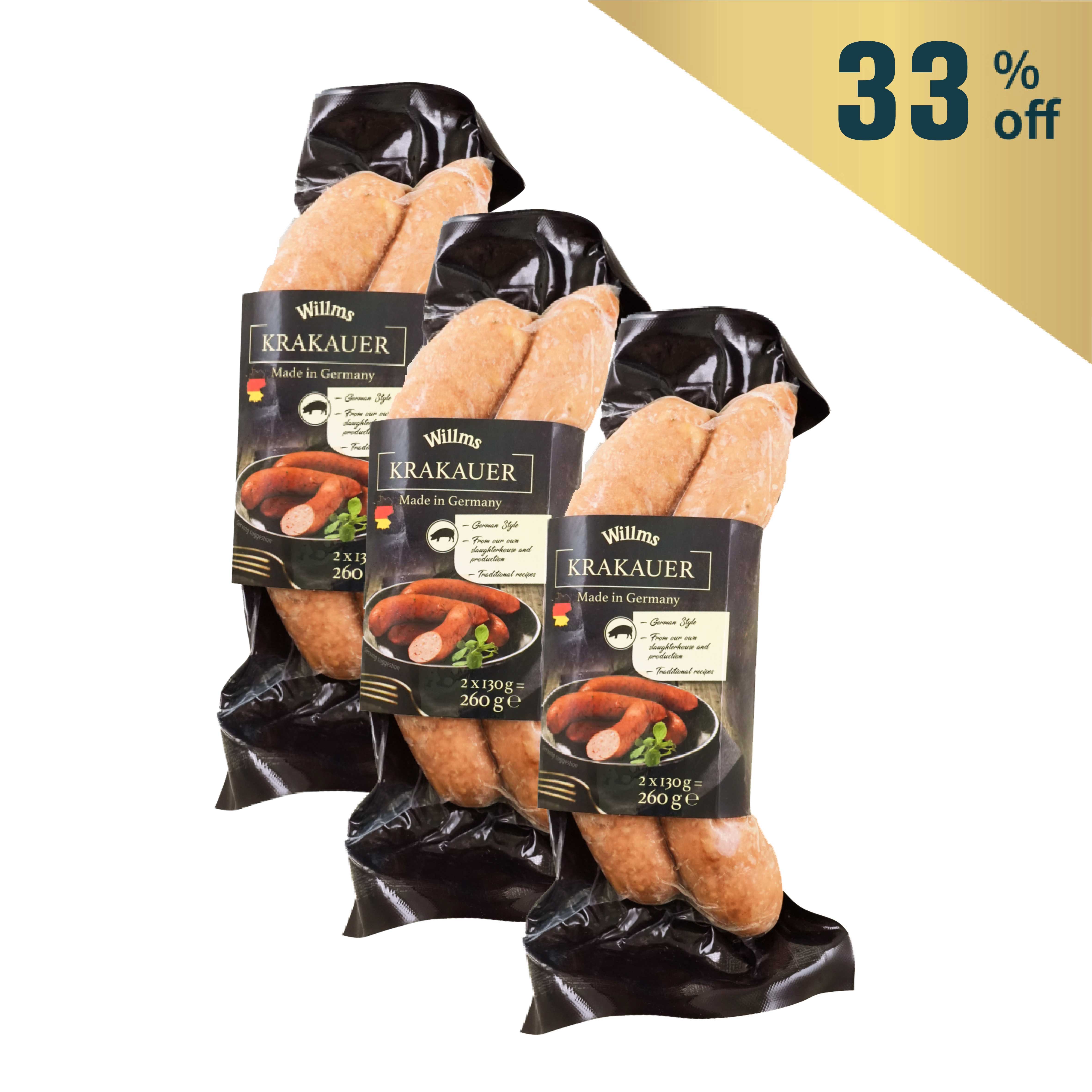Frozen Germany Willms Fully Cooked Krakauer (2pcs) 260g - Buy 2 Get 1 Free*