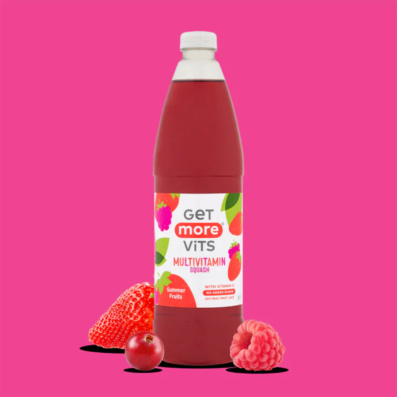 英國Get More Vits 綜合維他命濃縮飲料(士多啤梨&覆盆子味), 1升