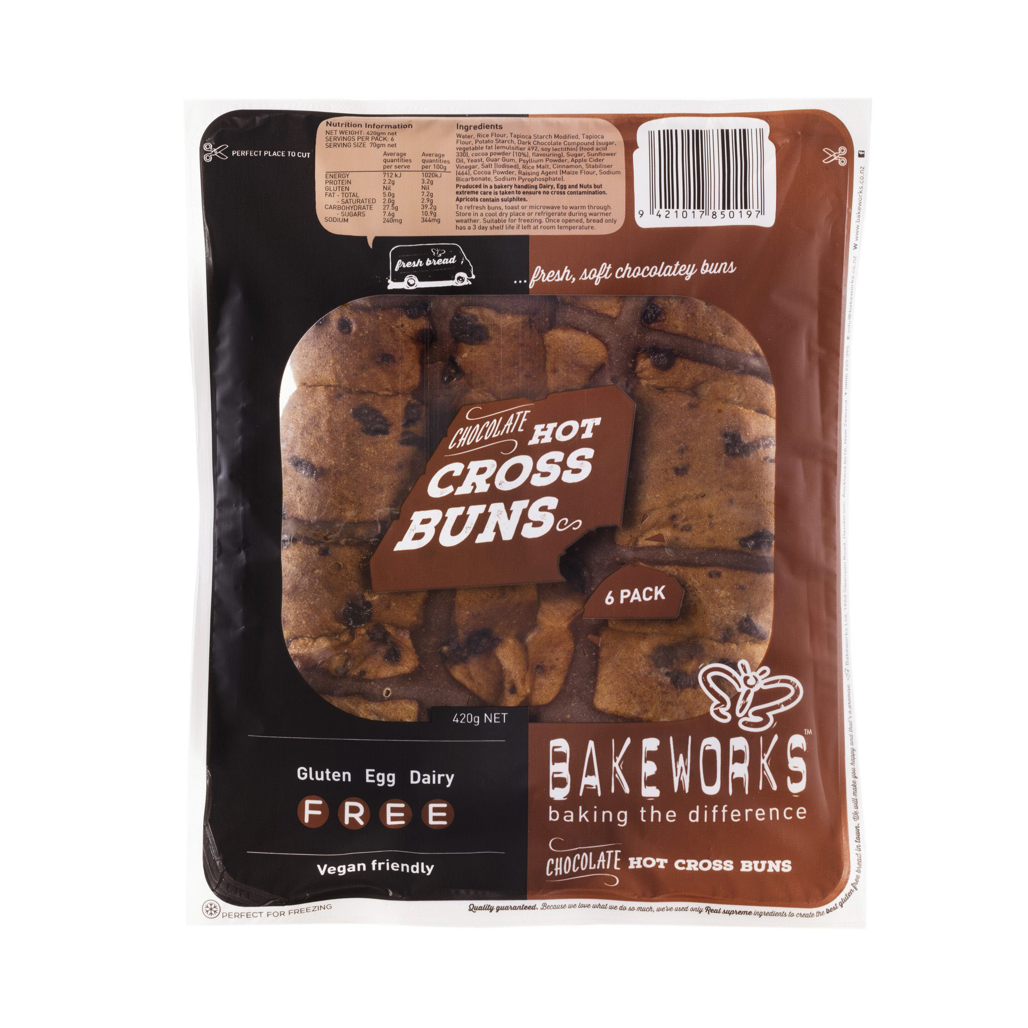 Frozen NZ Liberte GF Hot Cross Bun - Chocolate 420g*
