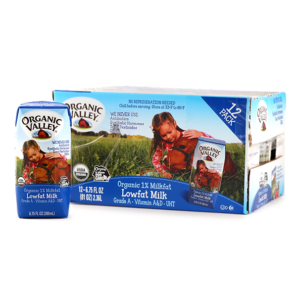 美國Organic Valley 1%低脂牛奶200毫升x12 - 原箱*