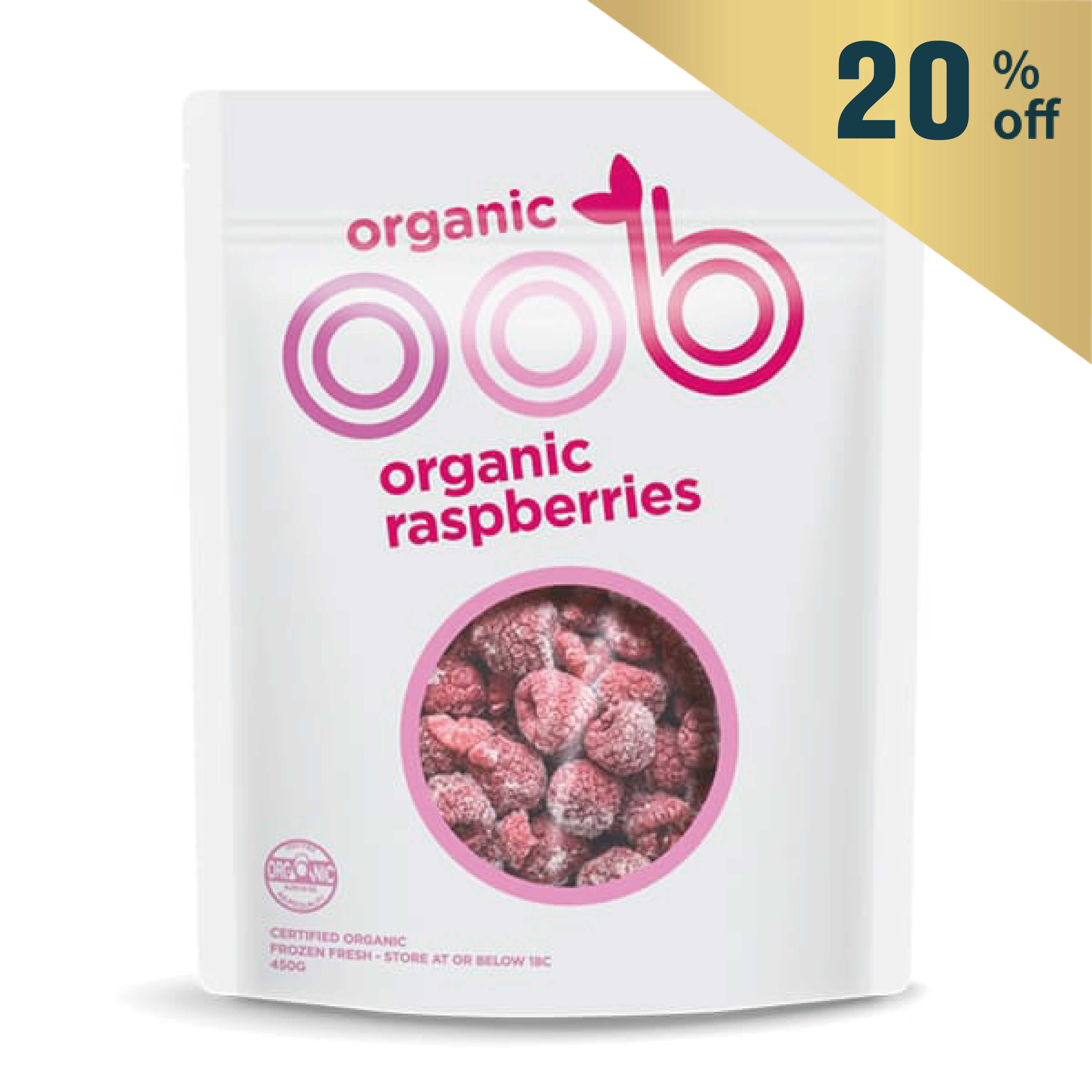 Frozen OOB Organic Raspberries 450g - Chile*