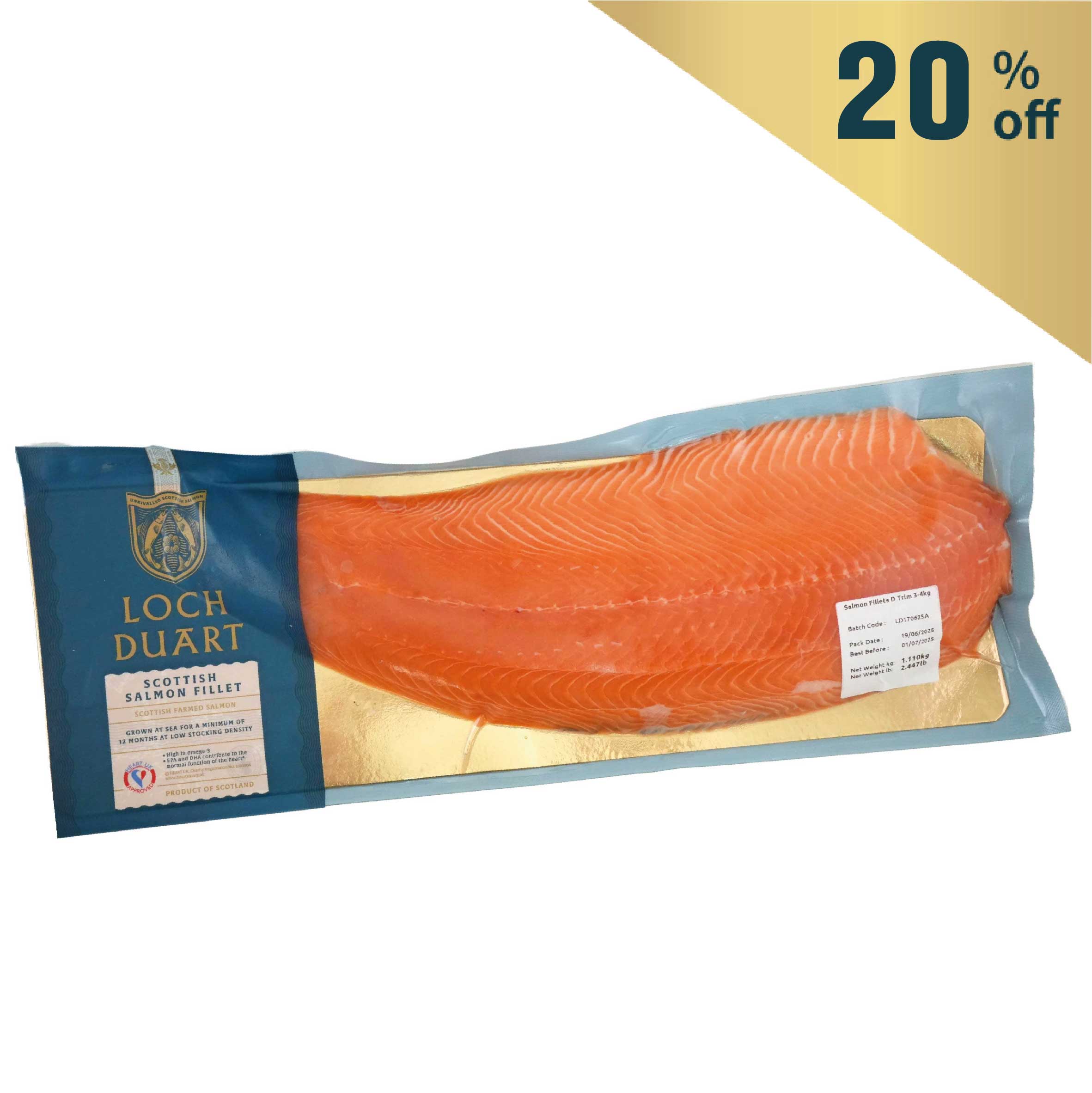 Frozen Scottish Loch Duart Salmon Whole Side Fillet