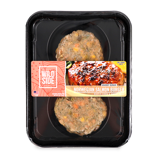 Frozen Wild Side Gourmet Burger Norwegian Salmon Rustic Corn and Green Chili (2 burgers per tray) 226g - HK*