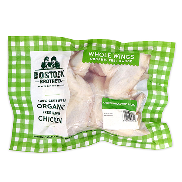 Frozen Bostock Brothers Organic Chicken Whole Wings 500g - NZ*