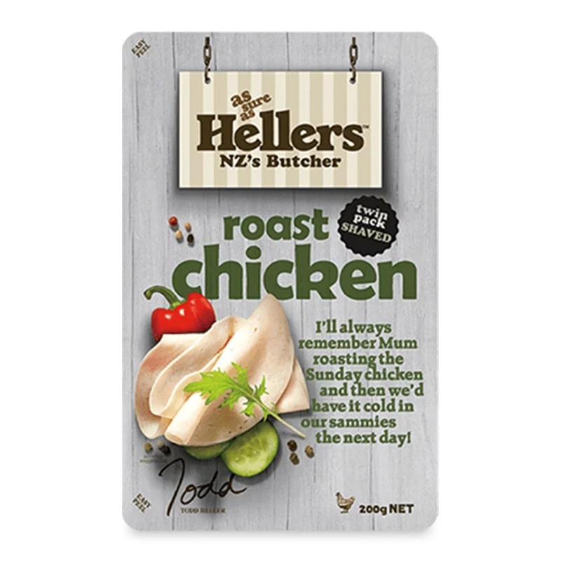 Frozen NZ Hellers Shaved Roast Chicken 200g*