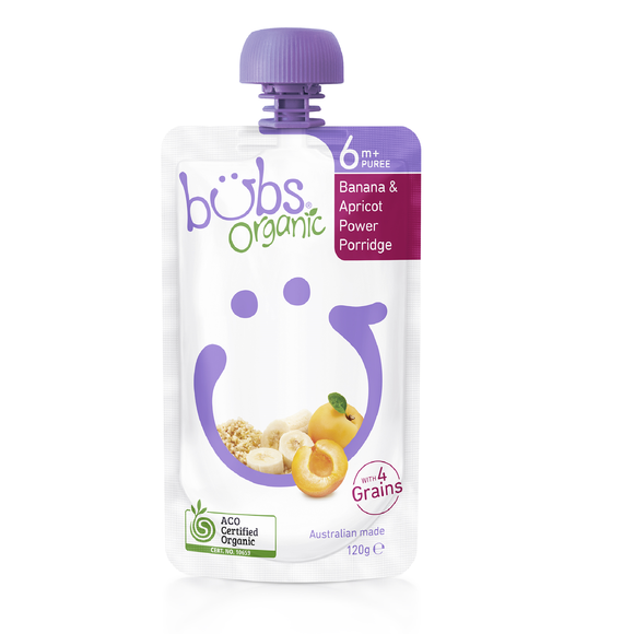 Bubs Organic Banana & Apricot Power Porridge 6+Months 120g - AUS*