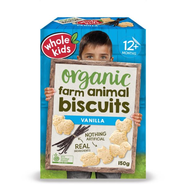 澳洲Whole Kids有機雲尼拿動物餅(12個月以上)150克*