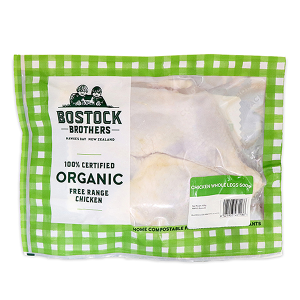Frozen Bostock Brothers Organic Chicken Whole Legs 500g - NZ*