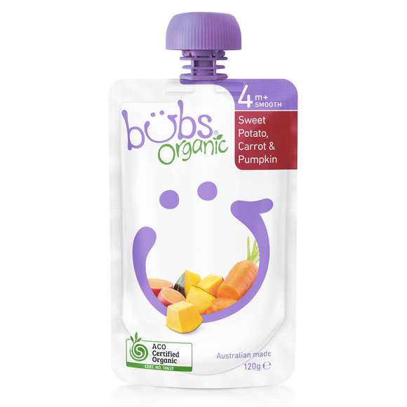 Bubs Organic Sweet Potato, Carrot & Pumpkin 4+Months 120g - AUS*