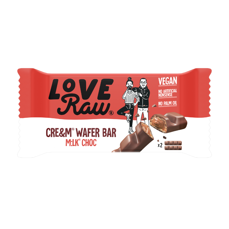 西班牙Love Raw 牛奶朱古力威化餅, 43克