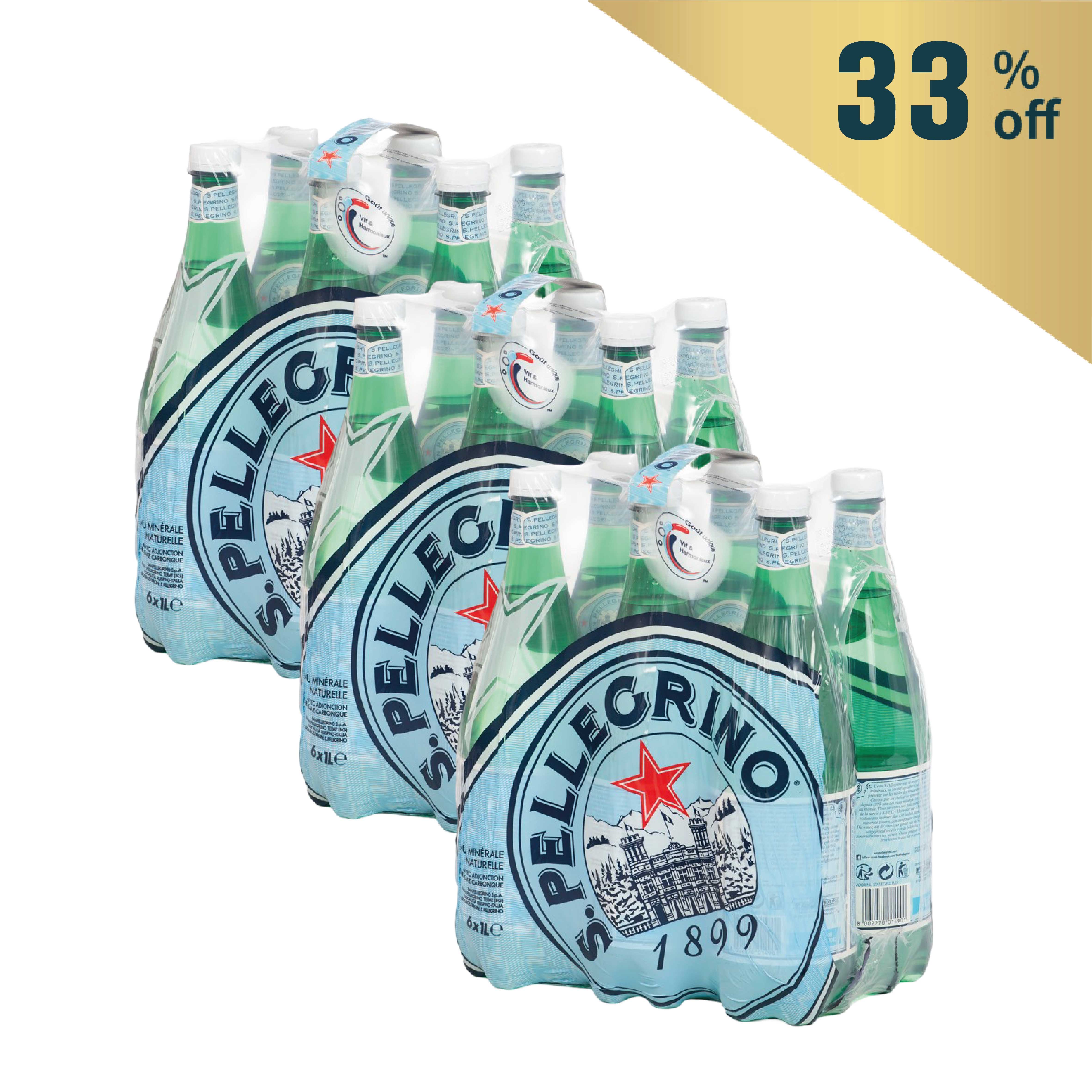 Italy S.Pellegrino Sparkling Mineral Water (Pet Bottle) 500mlX6 - Buy 2 Get 1 Free*