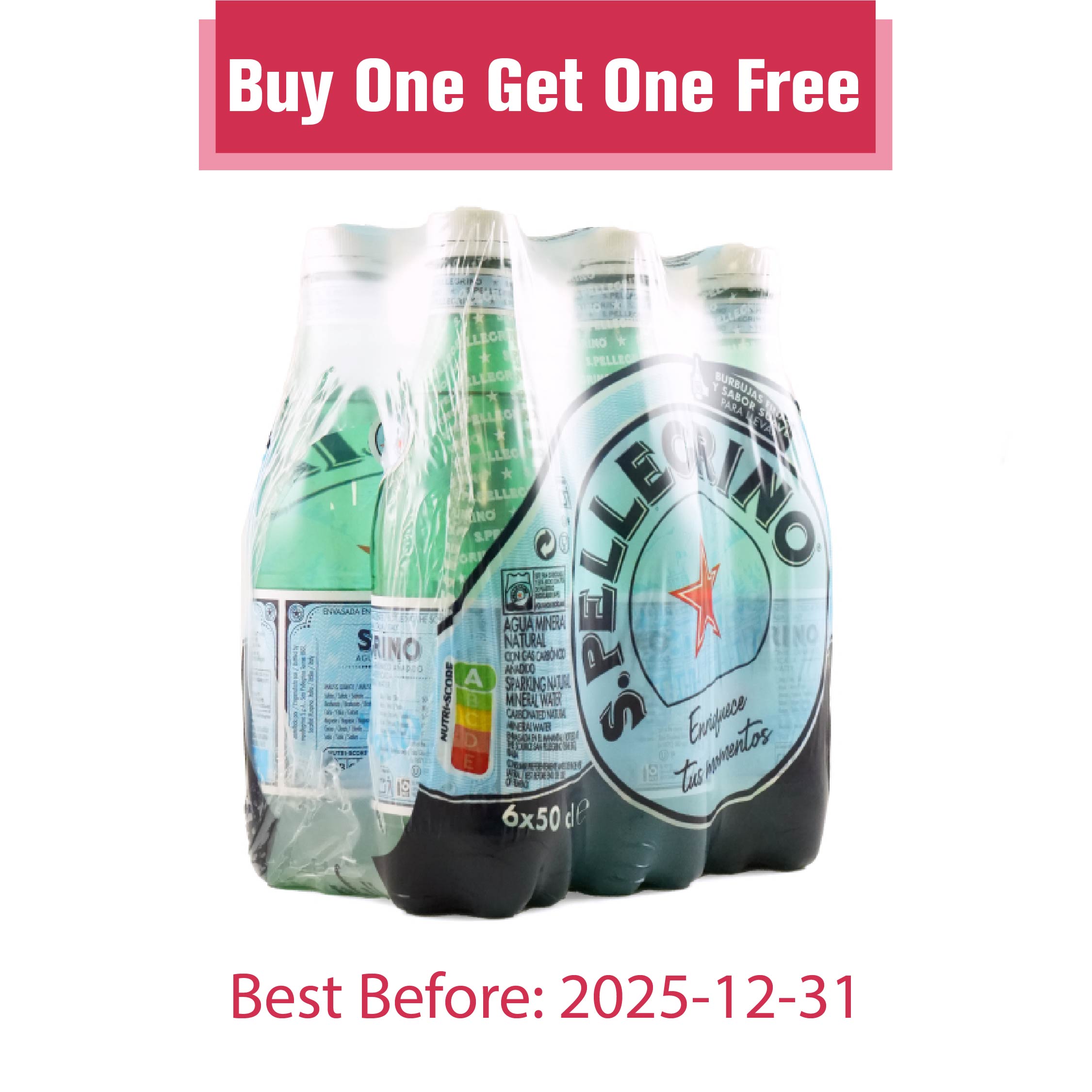Italy S.Pellegrino Sparkling Mineral Water (Pet Bottle) 500mlx6pcs+6pcs*