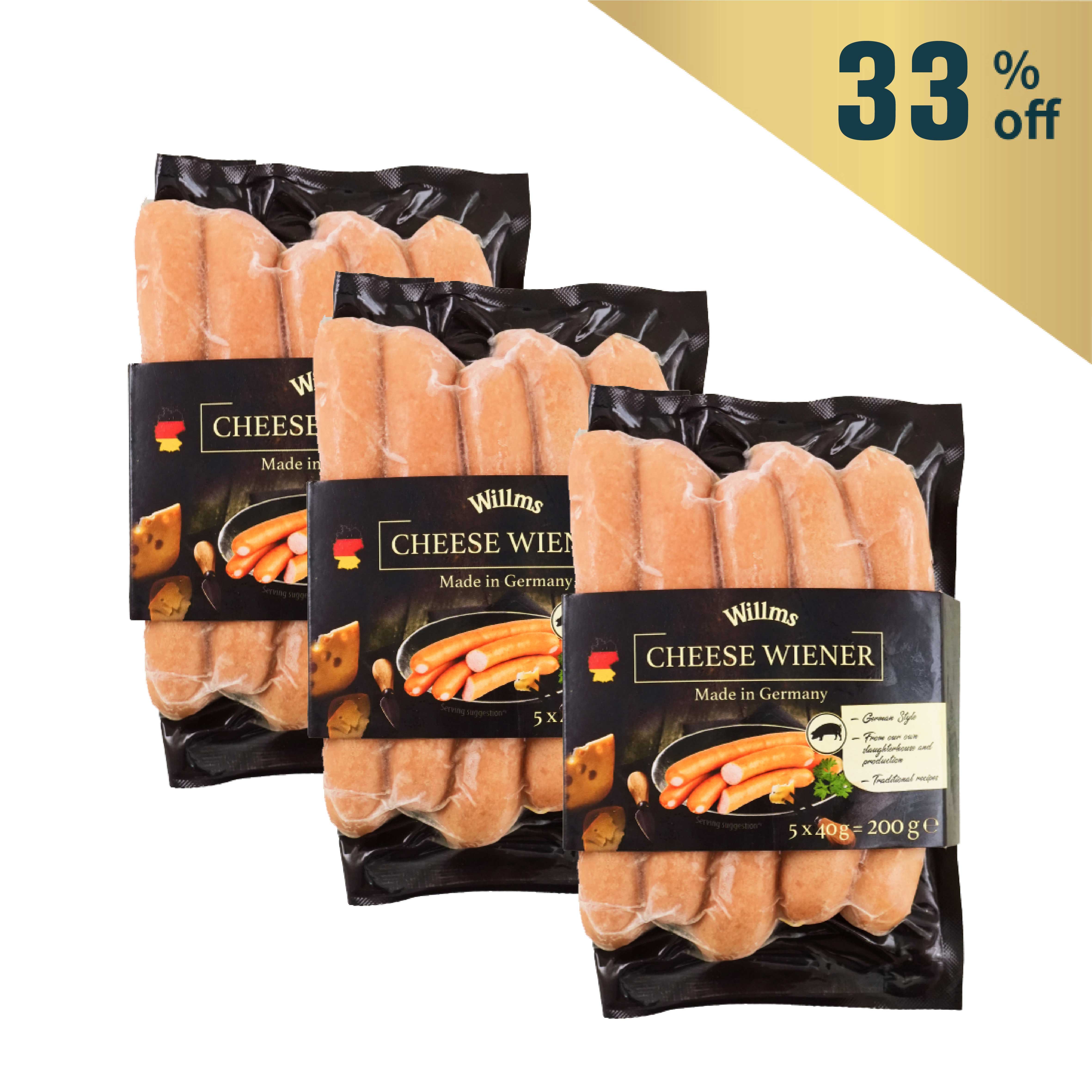 Frozen Germany Willms Fully Cooked Wiener with Cheese (5pcs) 200g - Buy 2 Get 1 Free*