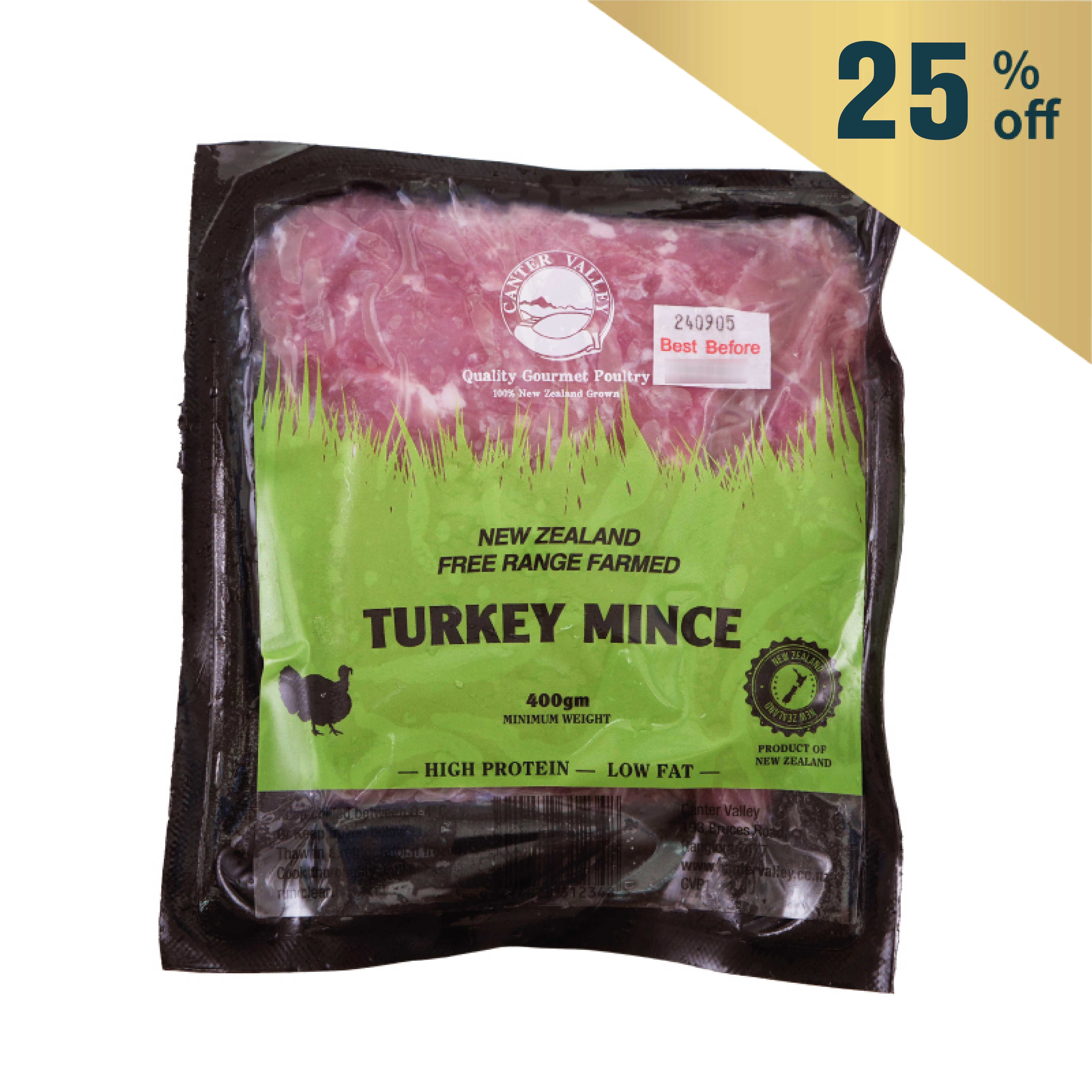 急凍紐西蘭Canter Valley自由放養免治火雞肉 400克*