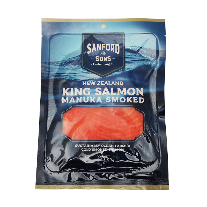 Frozen NZ Big Glory Bay Manuka Cold Smoked King Salmon 100g*