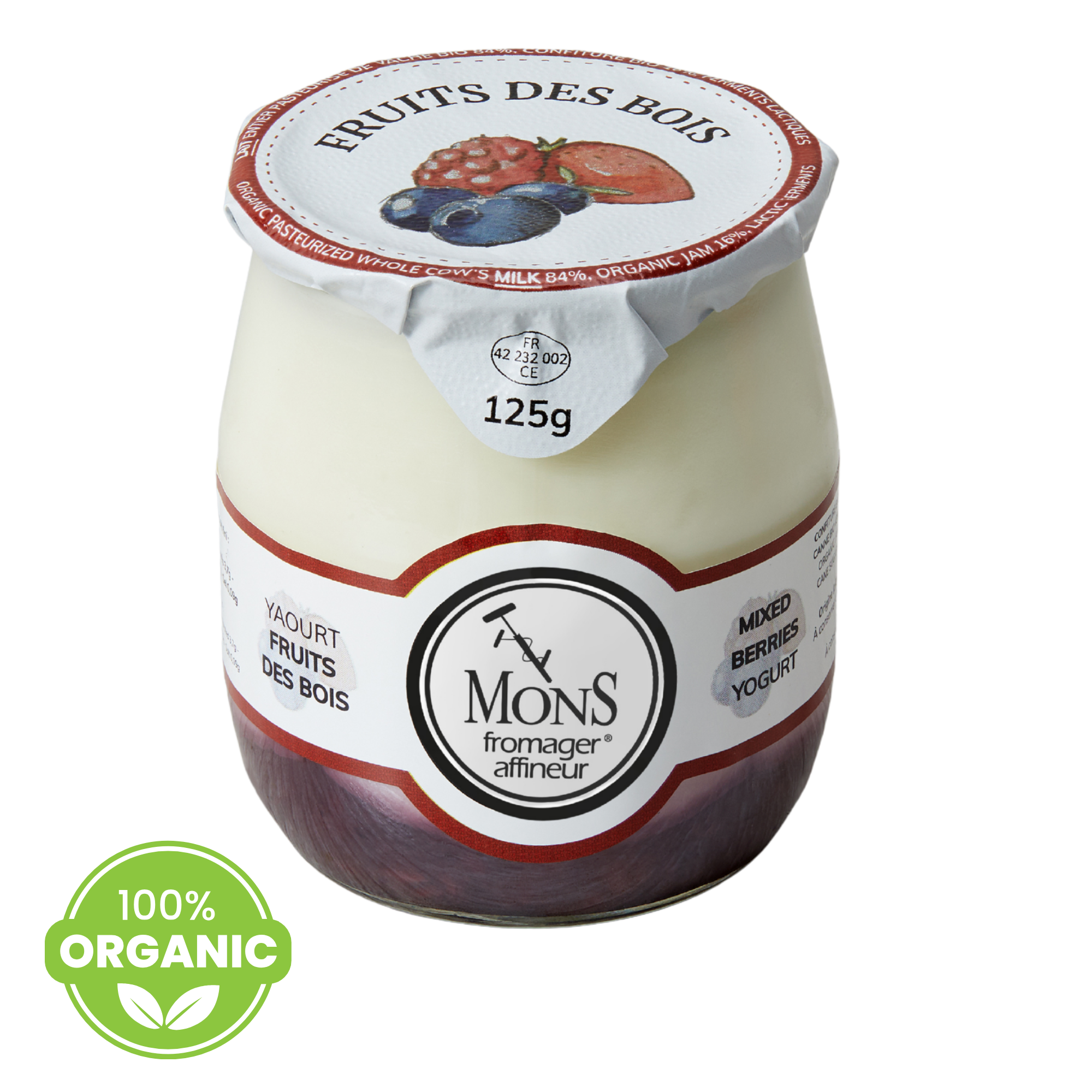 France Mons Organic Mixed Berries Yogurt 125g