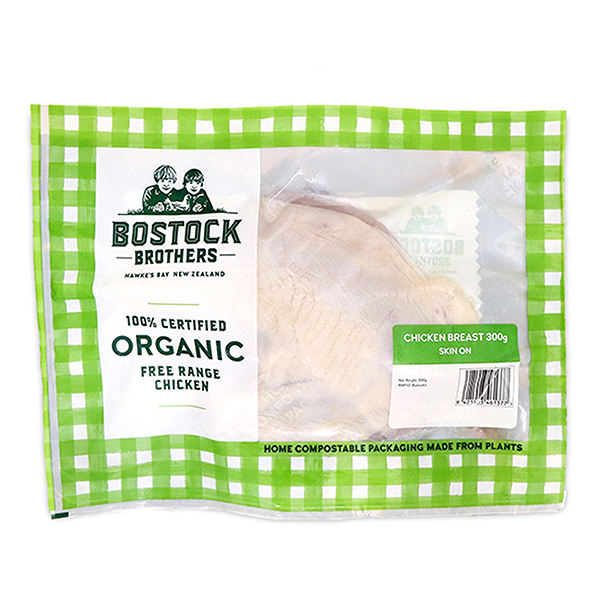 Frozen Bostock Brothers Organic Chicken Skin-on Breast 300g - NZ*