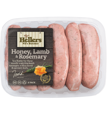 NZ Hellers Honey Lamb & Rosemary Sausage 450g*