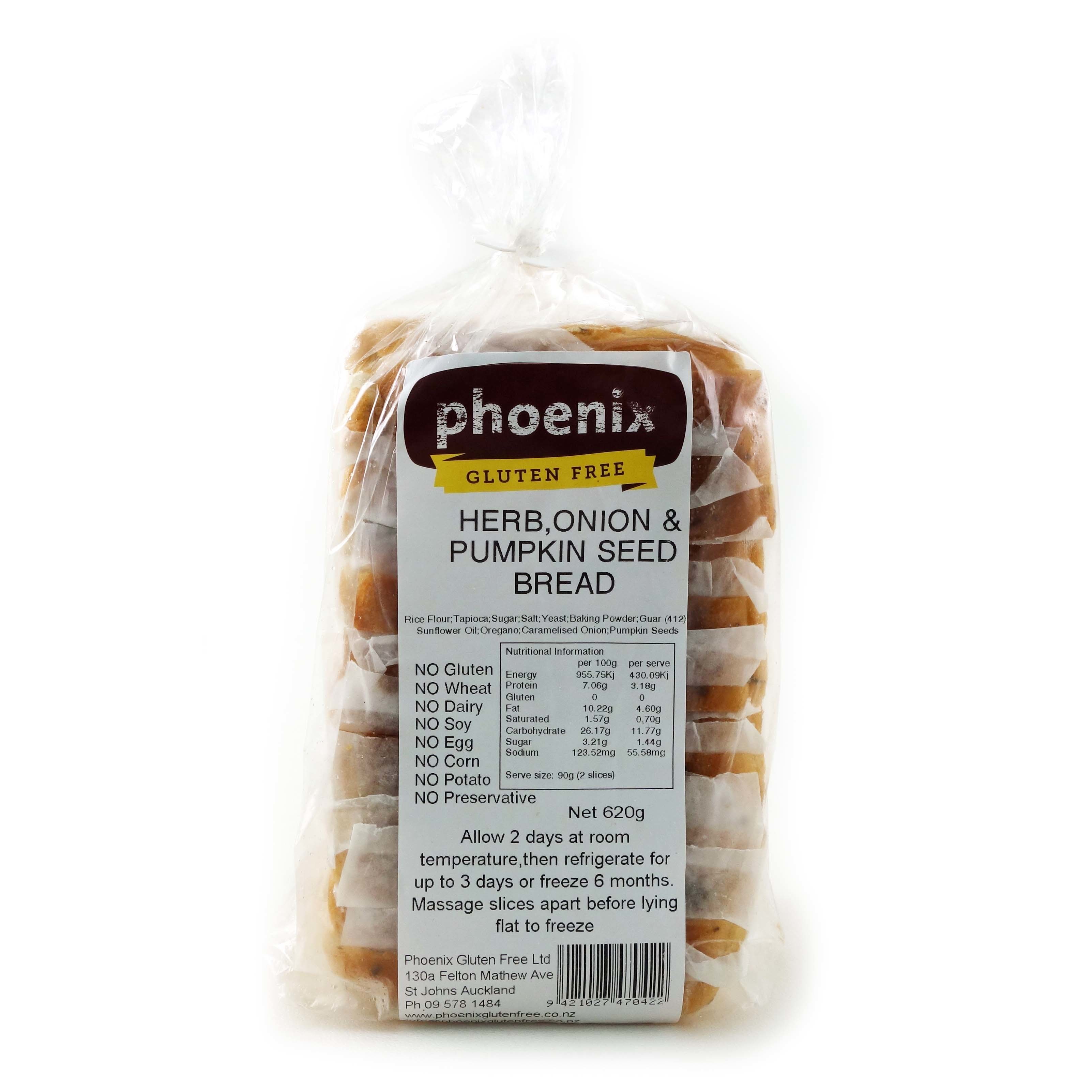 Frozen Phoenix GF Herb Onion & Pumpkin Seed Bread 620g - NZ*