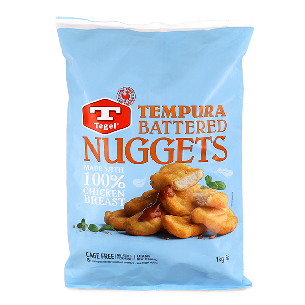 Frozen NZ Tegel Free Range Tempura Battered Nuggets 1kg*