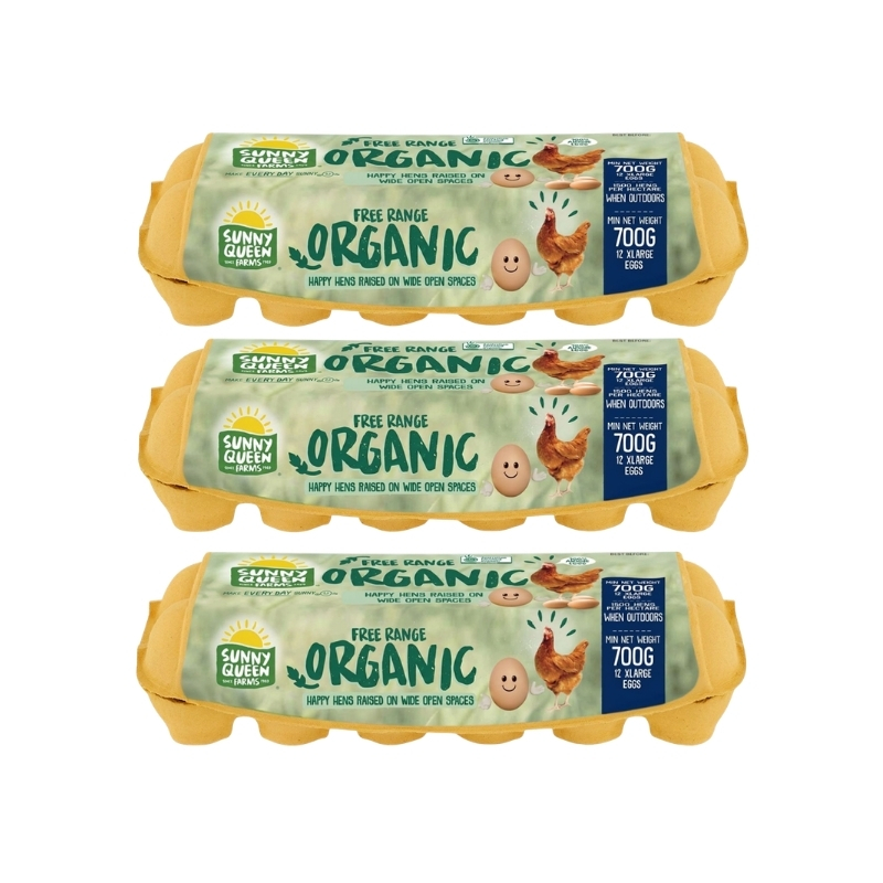 Aus Sunny Queen Organic Free Range Eggs XL size (12pcs) - 3packs Combo*