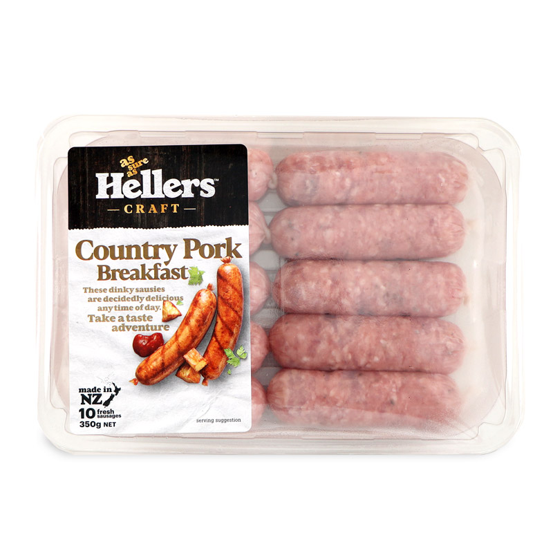 NZ Hellers Breakfast Country Pork Sausage 350g*