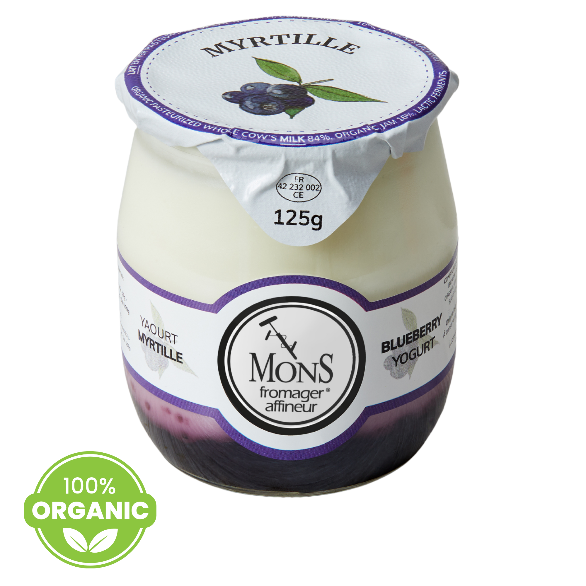 France Mons Organic Blueberry Yogurt 125g*