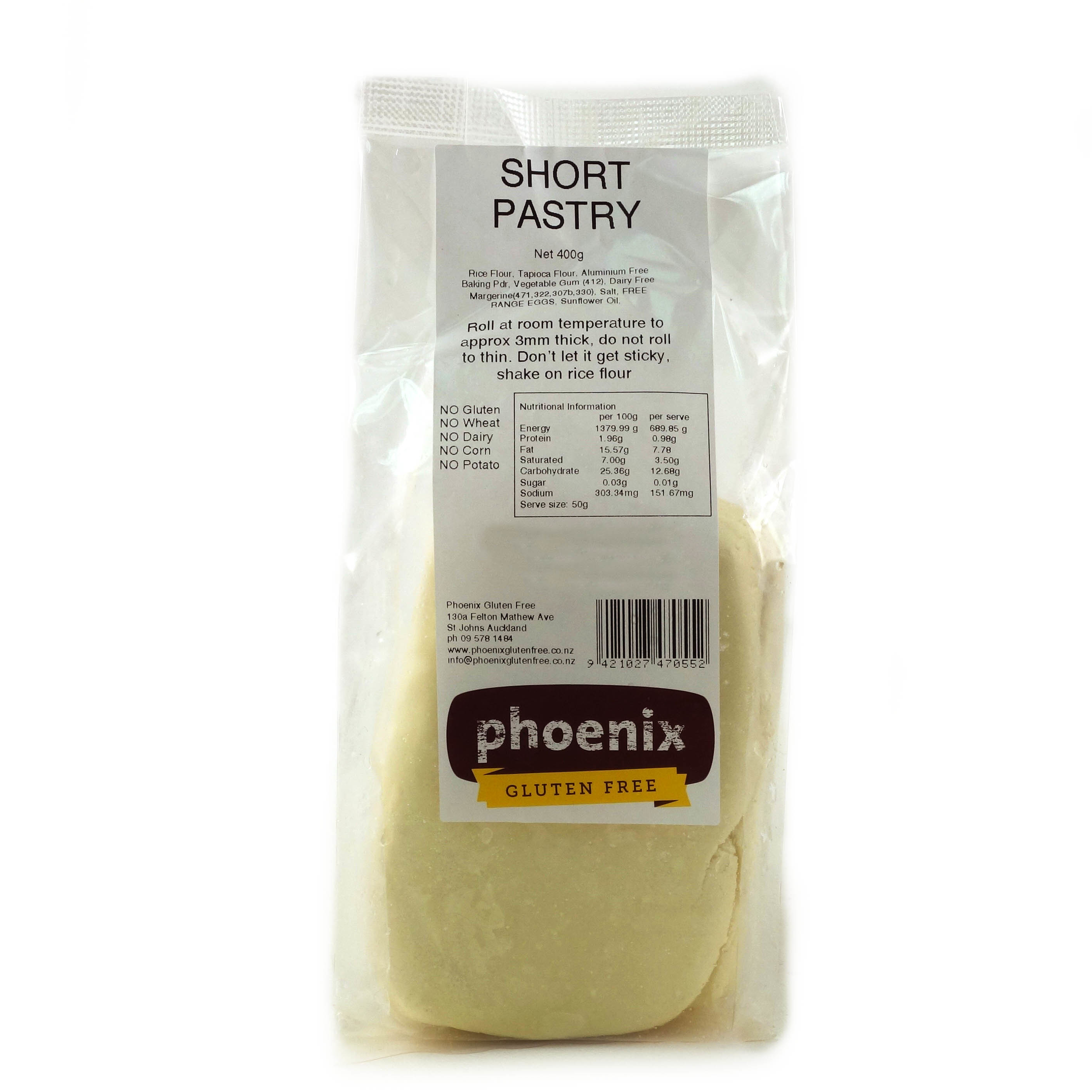 Frozen Phoenix GF Pastry Short 400g - NZ*