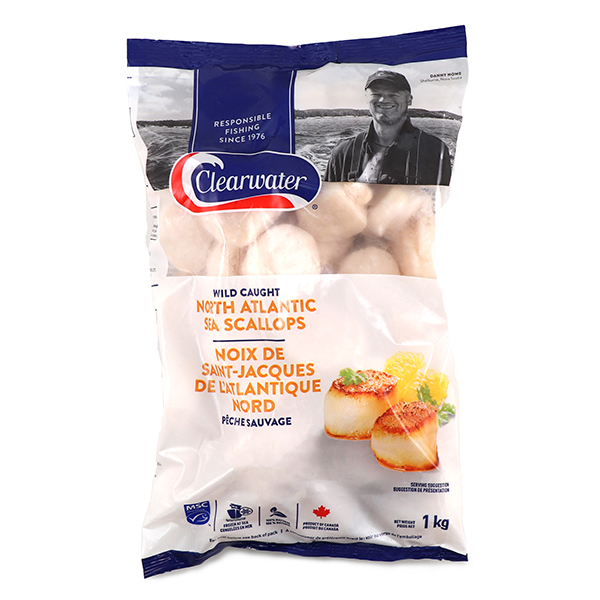 Frozen Clearwater untreated 20/30 Scallops 1 kg - Canada*