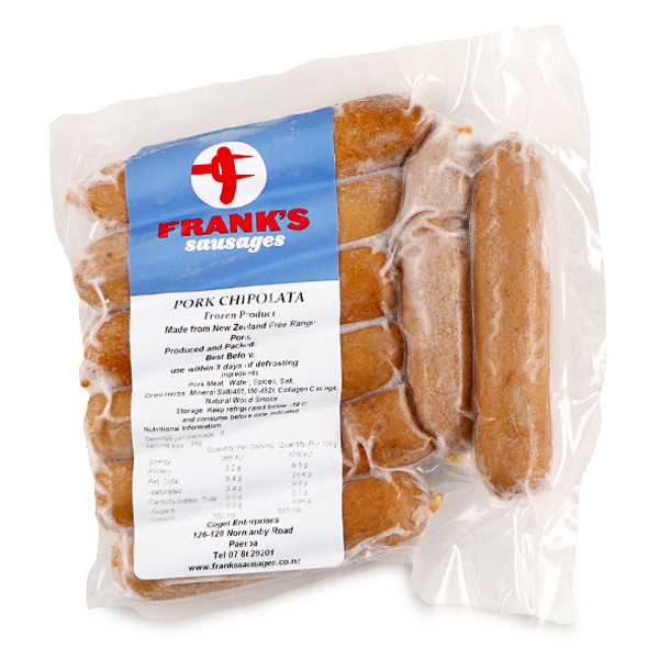 急凍紐西蘭Frank's直布羅陀(Chipolata)豬肉腸280克*