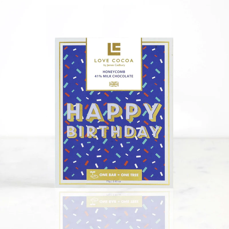 UK Love Cocoa Milk Chocolate With Honeycomb 'Happy Birthday", 75g