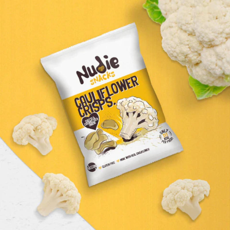 UK NUDIE SNACKS Cauliflower Crisps Cheese & Carm Onion 20g*