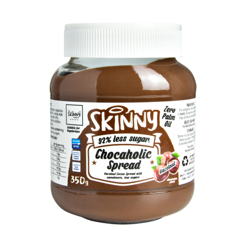 UK The Skinny Food 92% Less Sugar Chocaholic Spread (Hazelnut Flavour), 350g