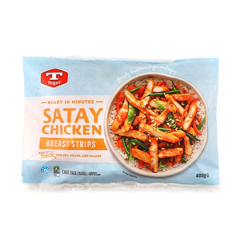 Frozen NZ Tegel Satay Chicken Breast Strips 400g*