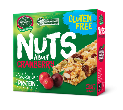 Mother Earth Nuts Bar Cranberry 160g - NZ*