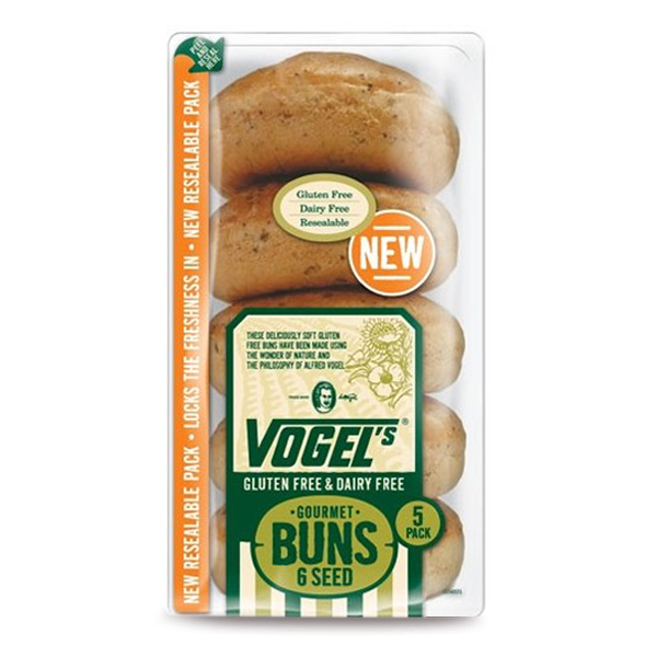 Frozen Vogel's GF Gourmet Buns - 6 Seed 360g - NZ*