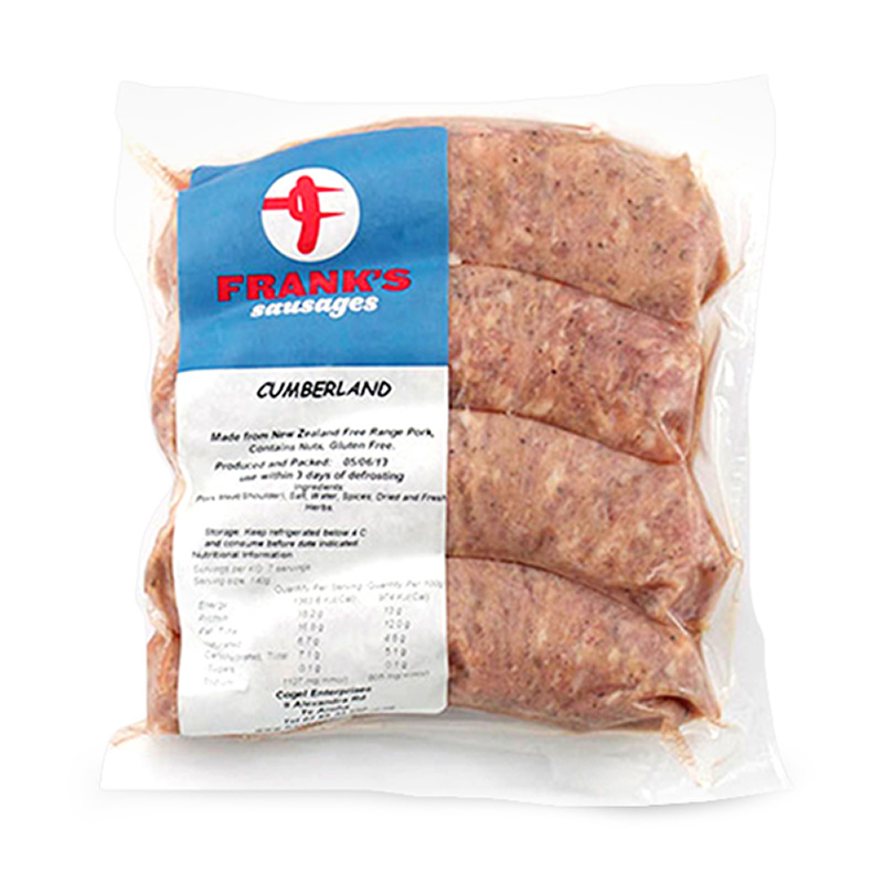 Frozen Frank's GF Pork Cumberland Sausage (4pcs) 360g - NZ*