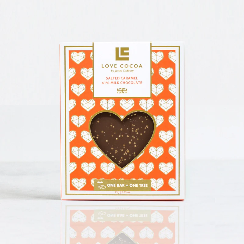 UK Love Cocoa Milk Chocolate with Salted Caramel Heart Edition, 75g