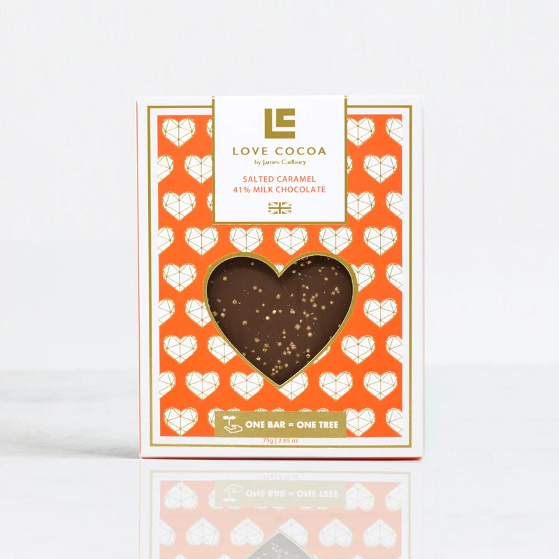 英國 Love Cocoa 焦糖牛奶心形朱古力, 75g